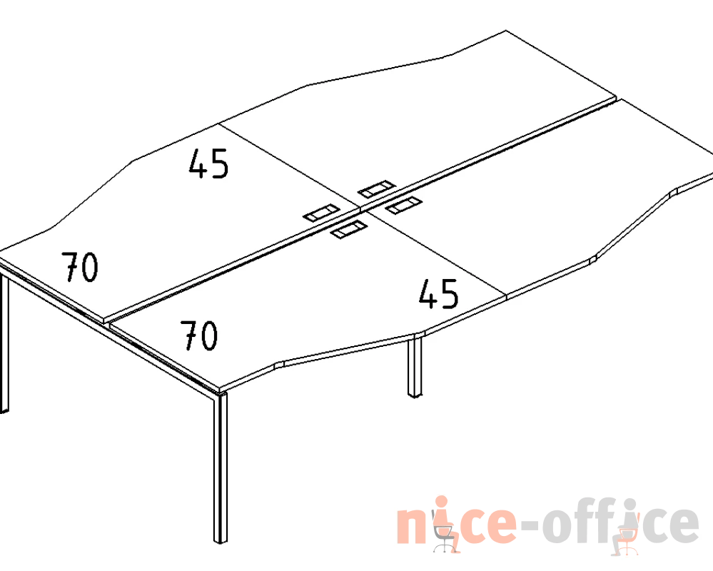 Рабочая станция (4х160) столы Техно каркас DUE A4.PRO