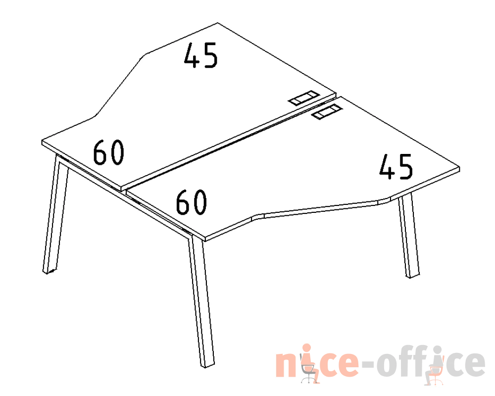 Рабочая станция каркас TRE столы (2х160) эргономичные Техно A4.PRO