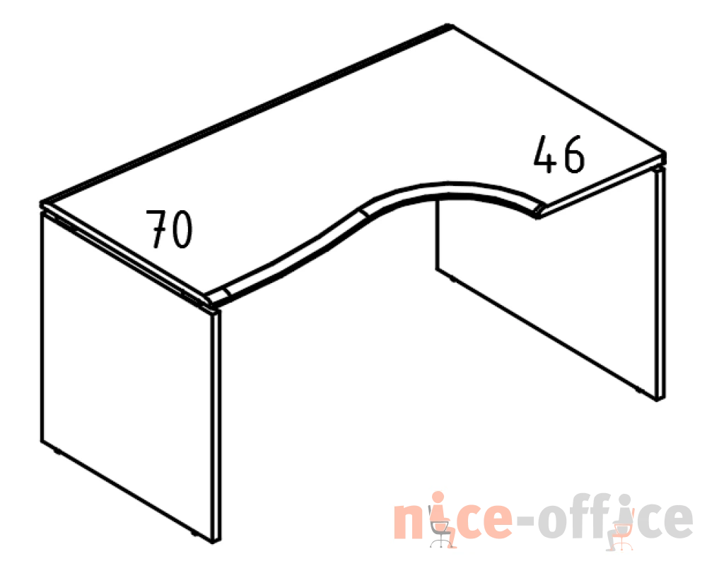 Стол Классика 90x120 каркас ДСП (2 скоса) правый Alta