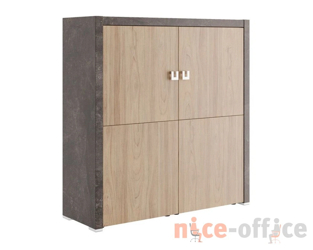 Шкаф средний 131x45x137 Солид Б / Solid B Вяз/Бетон темный