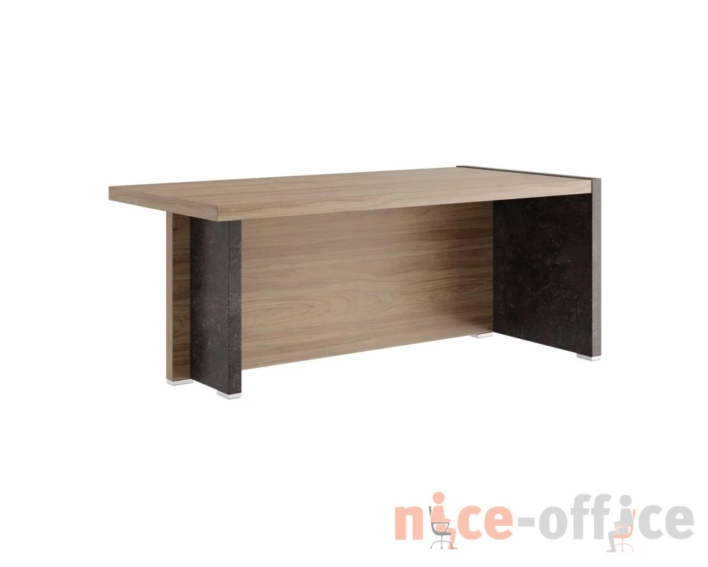 Стол письменный с асимметричными опорами левый 180x88x75 Солид Б / Solid B Вяз/Бетон темный