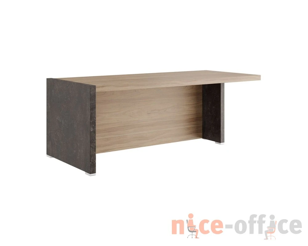 Стол письменный с асимметричными опорами правый 200x88x75 Солид Б / Solid B Вяз/Бетон темный