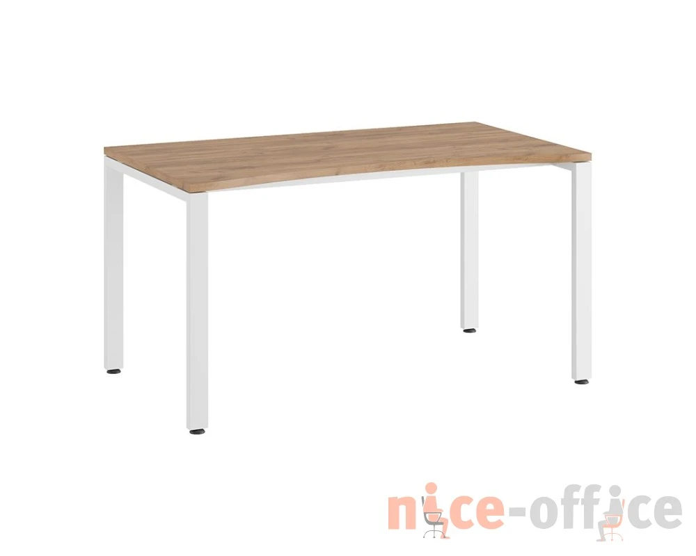 Стол линза на П-образном каркасе 140x80x75 Тесс / Tess Дуб крафт золотой/Белый