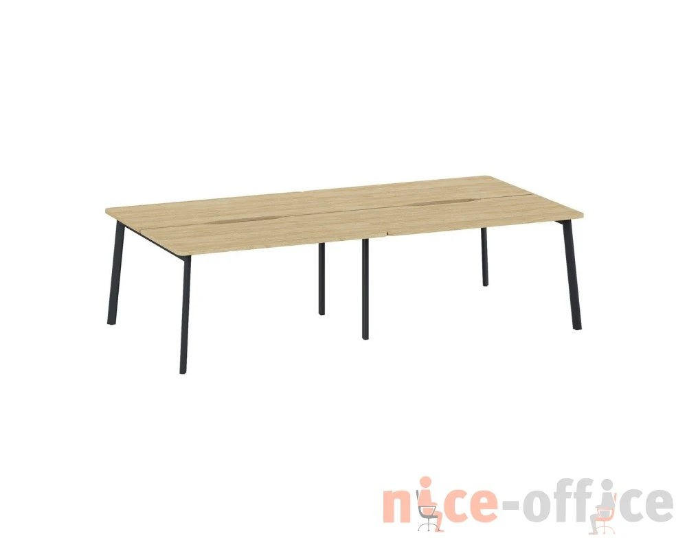 Бенч 4 рабочих места с вырезом 316x141x75 Flex Гикори/Графит