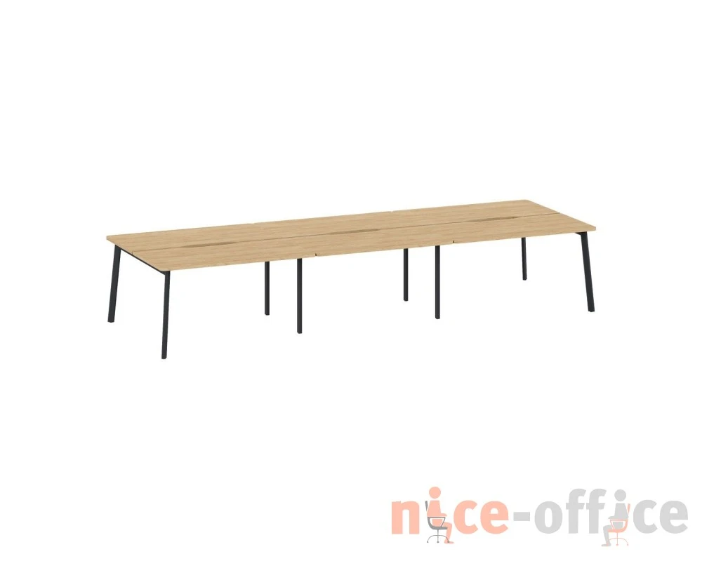 Бенч 6 рабочих мест с вырезом 474x141x75 Flex Гикори/Графит