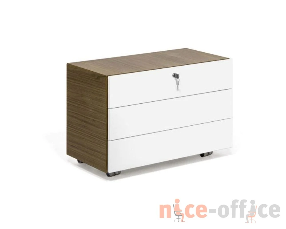 Тумба подкатная 3 ящика 80x42x54 Kyo Орех/Белый