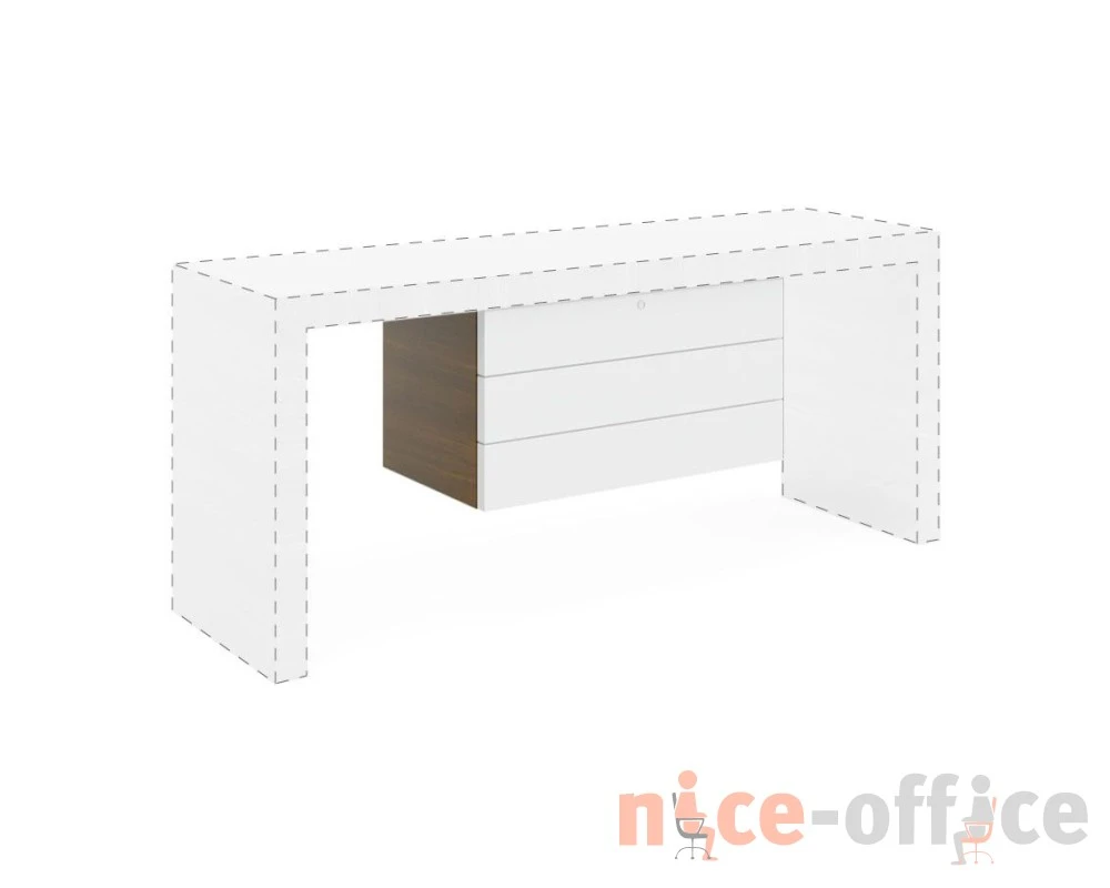 Тумба подвесная 3 ящика 80x42x49 Kyo Орех/Белый