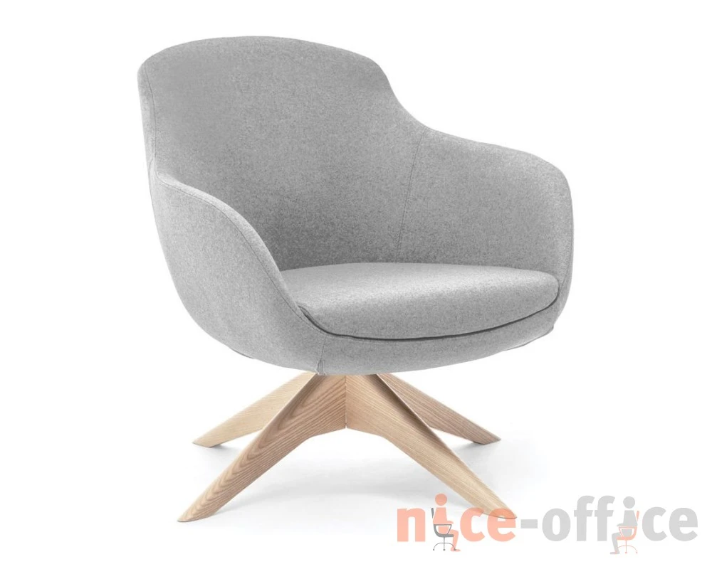 Кресло Noble Wood крутящ Войлок, Светло-серый