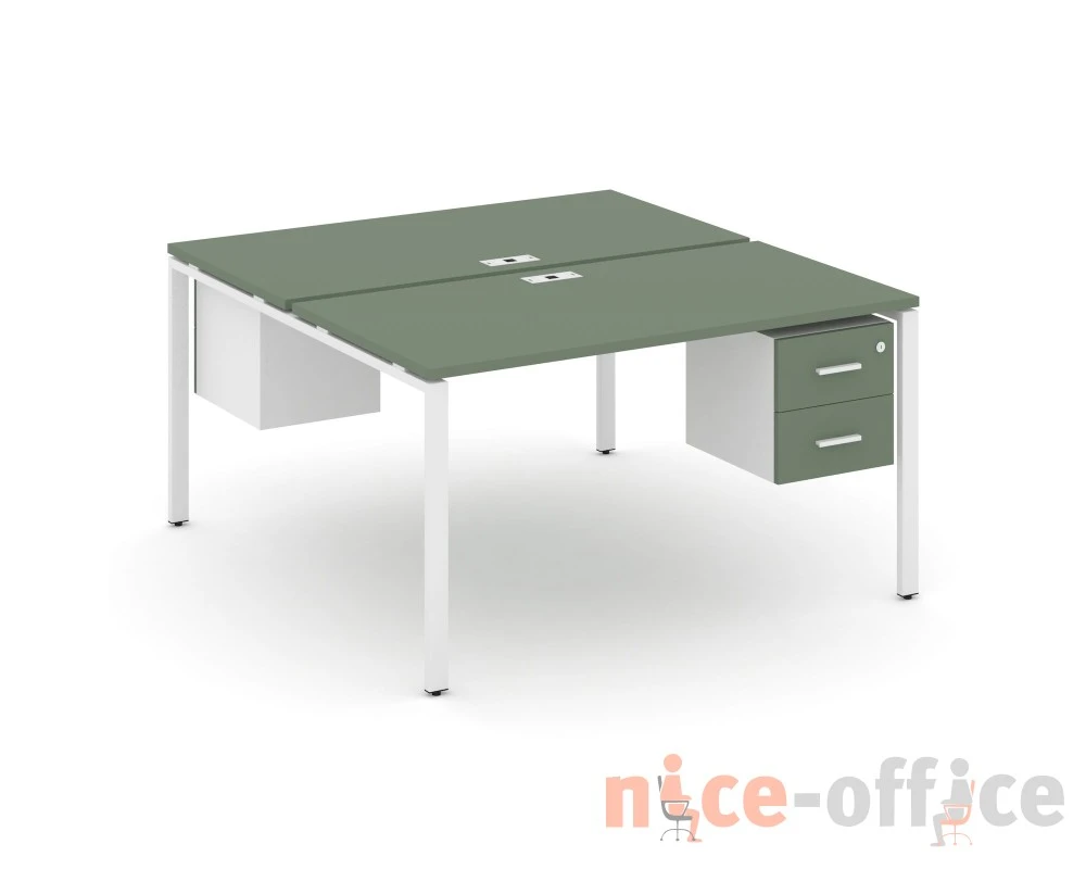 Рабочая станция 2 сторонняя с подвесными тумбами на 2 места CN.DRS-113 W 980x1480x750 Концепт / Concept