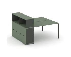 Рабочая станция с опорным распаш. шкафом с надставкой низ. CN.DRS-228 W 2000x1480x1140 Концепт / Concept images