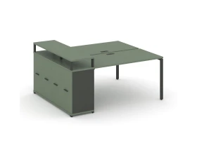 Рабочая станция с опорным распаш. шкафом с верх. горизонтом CN.DRS-224 W 2000x1480x917 Концепт / Concept images