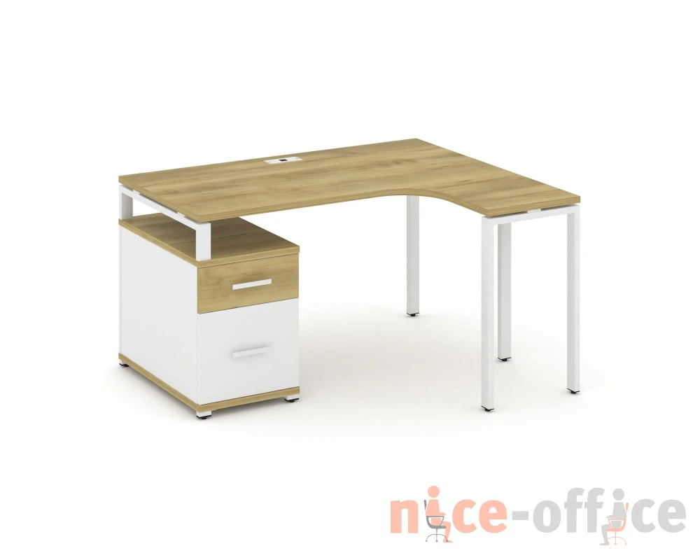 Стол эргономичный с опорной тумбой CN.SA-302(R) W 1380/1746x1180x750 Концепт / Concept