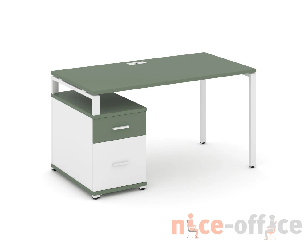 Стол письменный с 1 опорной тумбой CN.SP-307 W 1380/1746x720x750 Концепт / Concept
