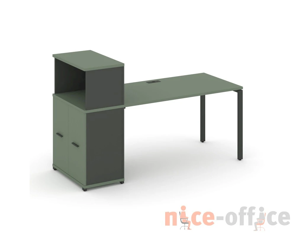 Стол рабочий с опорным распаш. шкафом с надставкой низ. CN.SP-227 W 1800x720x1140 Концепт / Concept