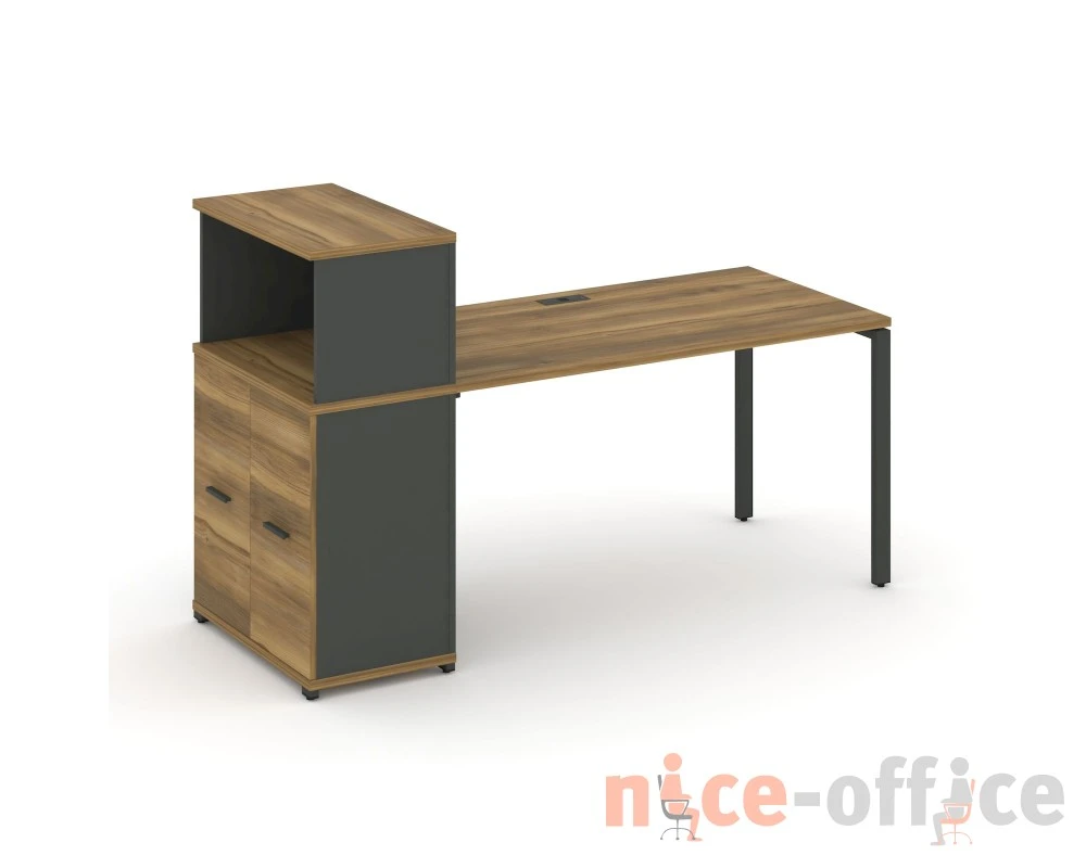Стол рабочий с опорным распаш. шкафом с надставкой низ. CN.SP-227 W 1800x720x1140 Концепт / Concept