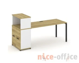 Стол рабочий с опорным распаш. шкафом с надставкой низ. CN.SP-228 W 2000x720x1140 Концепт / Concept images