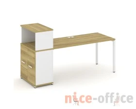 Стол рабочий с опорным распаш. шкафом с надставкой низ. CN.SP-228 W 2000x720x1140 Концепт / Concept images