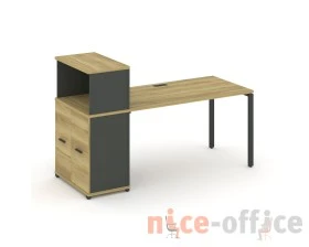 Стол рабочий с опорным распаш. шкафом с надставкой низ. CN.SP-228 W 2000x720x1140 Концепт / Concept images