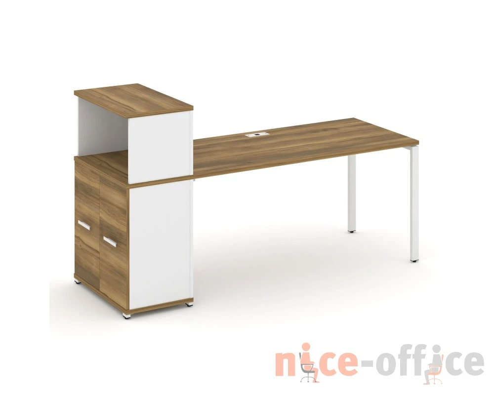Стол рабочий с опорным распаш. шкафом с надставкой низ. CN.SP-228 W 2000x720x1140 Концепт / Concept