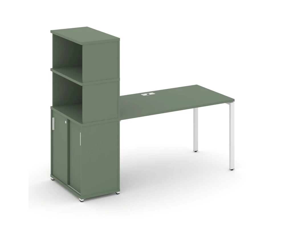 Стол рабочий с опорным шкафом-купе с надставкой выс. CN.SP-244 W 2000x720x1530 Концепт / Concept