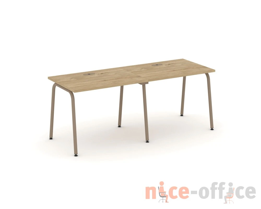 Рабочая станция на 2 места с лючком на круглой трубе 196x73x75 Эстетика / Estetica