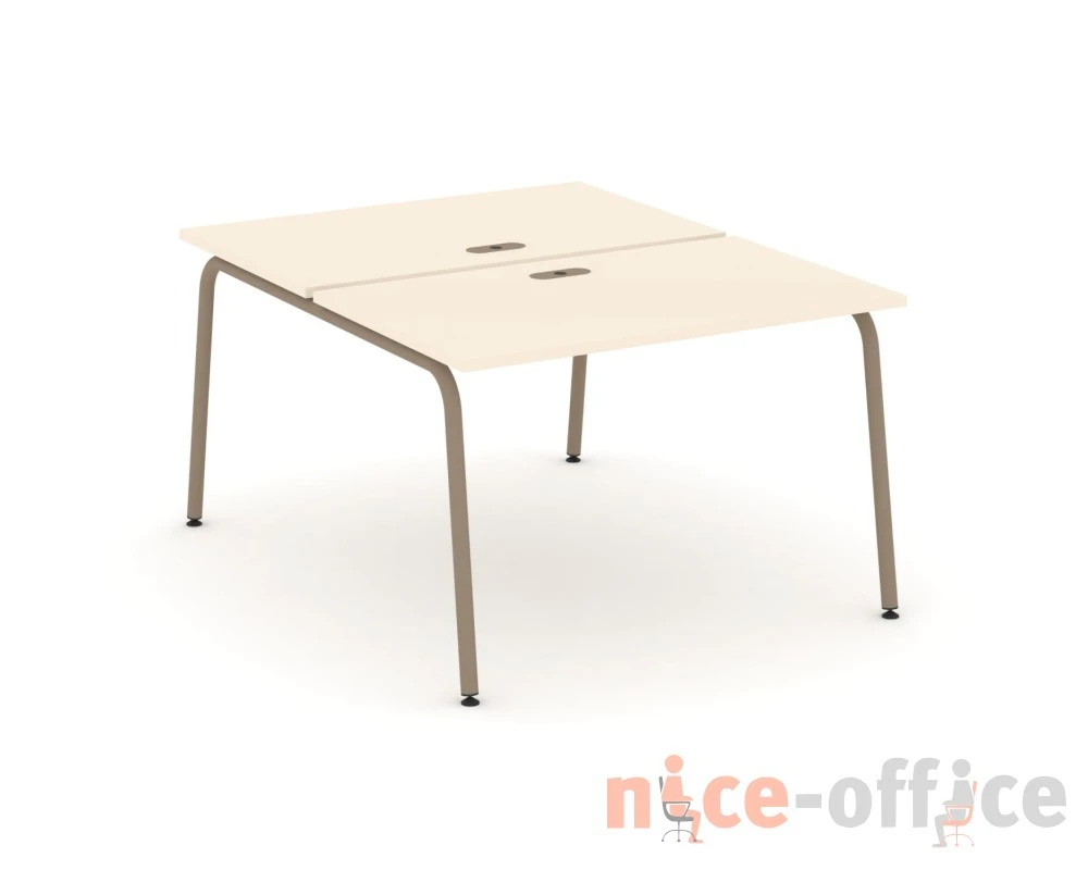 Рабочая станция на 2 места с лючком на круглой трубе 118x150x75 Эстетика / Estetica