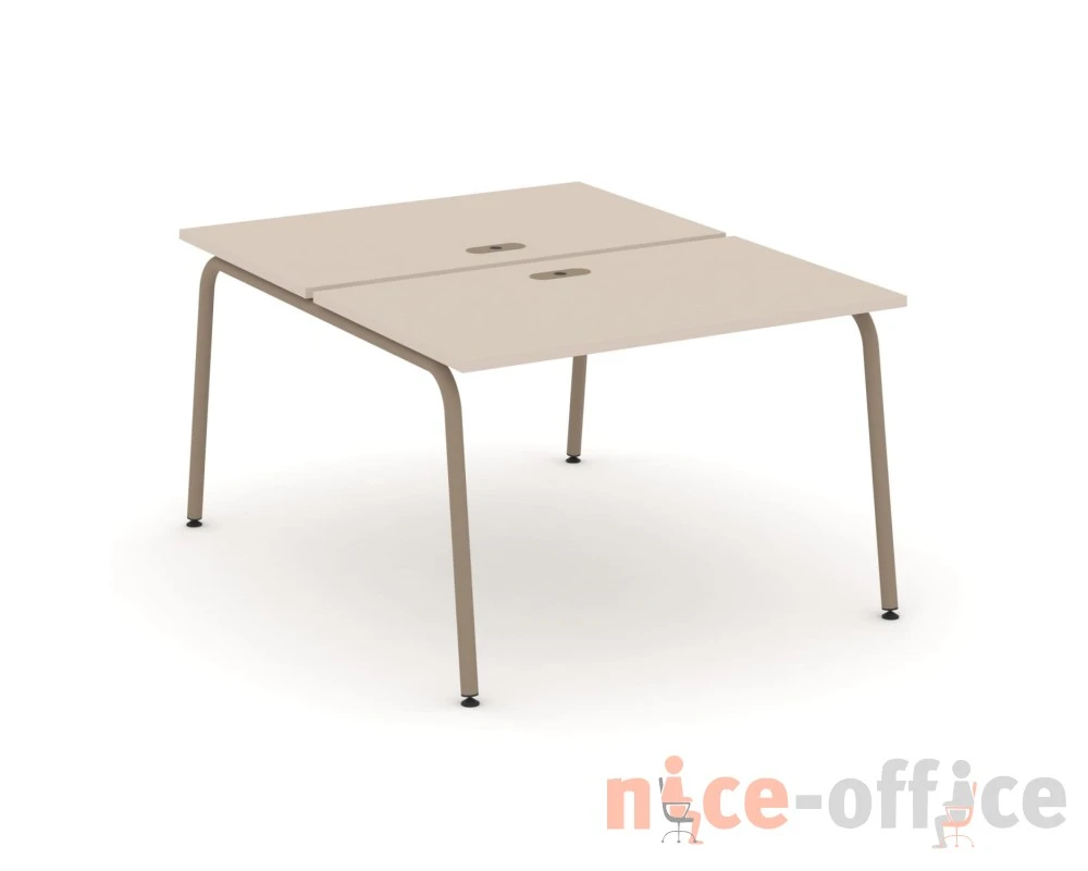Рабочая станция на 2 места с лючком на круглой трубе 118x150x75 Эстетика / Estetica
