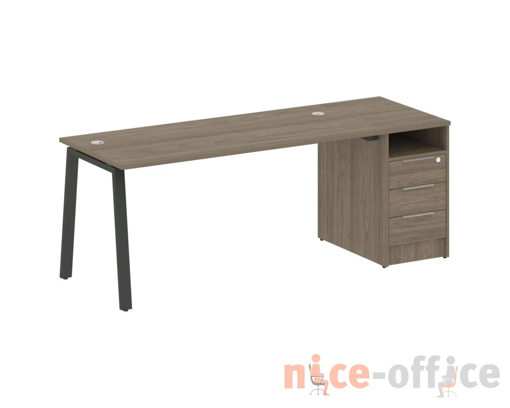 Рабочая станция на А-образном м/к с опорной тумбой 201,2x72x75 Метал Систем / Metal System