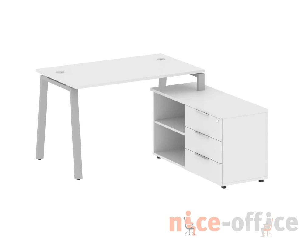 Рабочая станция на А-образном м/к с опорной тумбой правая 130x152x75 Метал Систем / Metal System