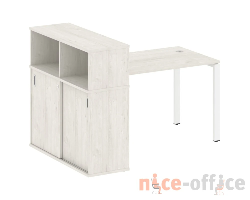 Стол письменный на П-образном м/к с опорным шкафом-купе 161x112x109,8 Метал Систем / Metal System