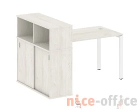 Стол письменный на П-образном м/к с опорным шкафом-купе 161x112x109,8 Метал Систем / Metal System images