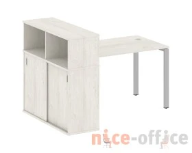 Стол письменный на П-образном м/к с опорным шкафом-купе 161x112x109,8 Метал Систем / Metal System images