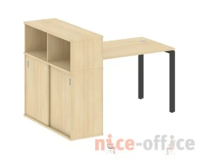 Стол письменный на П-образном м/к с опорным шкафом-купе 161x112x109,8 Метал Систем / Metal System images