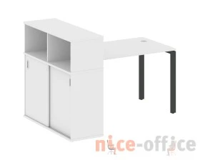 Стол письменный на П-образном м/к с опорным шкафом-купе 161x112x109,8 Метал Систем / Metal System images