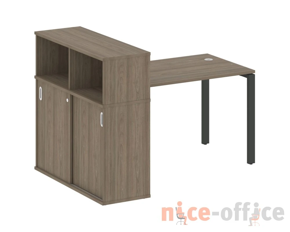 Стол письменный на П-образном м/к с опорным шкафом-купе 161x112x109,8 Метал Систем / Metal System