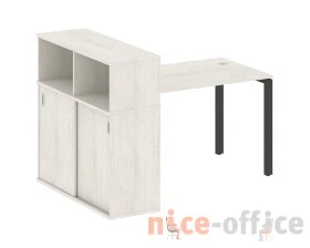 Стол письменный на П-образном м/к с опорным шкафом-купе 161x112x109,8 Метал Систем / Metal System images