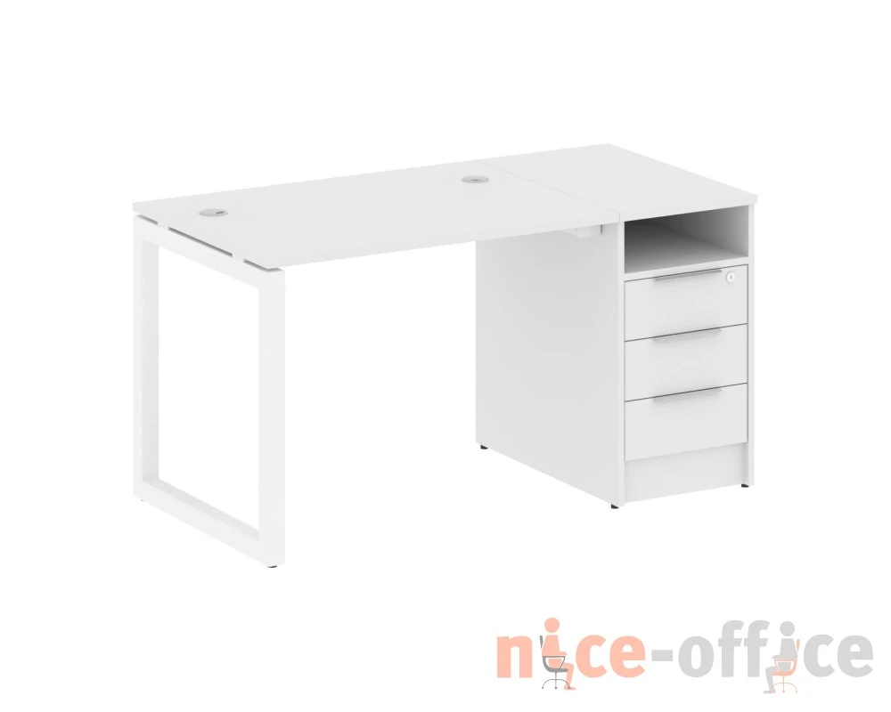Рабочая станция с тумбой на О-образном м/к 1412x720x750 Метал Систем Куатро 5x5 / Metal System Quattro 5x5