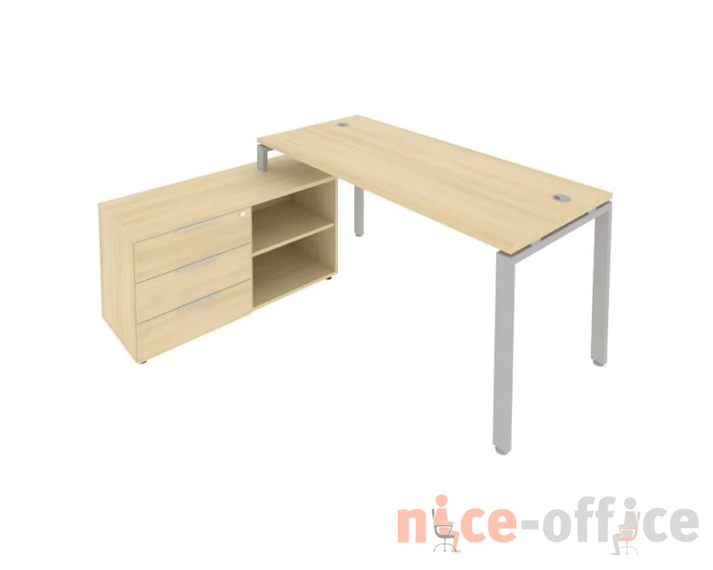 Рабочая станция на П-образном м/к с опорной тумбой левая 170x152x75 Метал Систем / Metal System