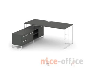 Стол руководителя с опорной тумбой левый 1580x1600x750 Рифт Директ / Rift Direct images