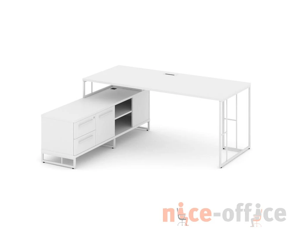 Стол руководителя с опорной тумбой левый 1580x1600x750 Рифт Директ / Rift Direct
