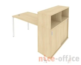 Стол письменный на П-образном м/к с опорным шкафом-купе 161x112x109,8 Метал Систем / Metal System images