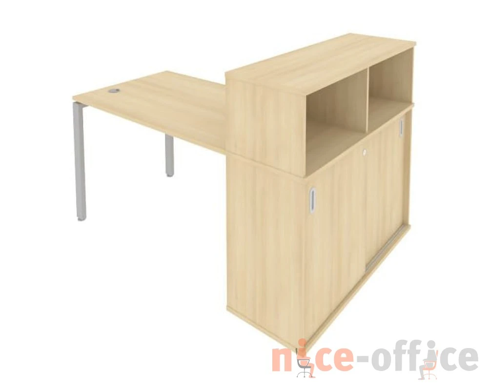 Стол письменный на П-образном м/к с опорным шкафом-купе 161x112x109,8 Метал Систем / Metal System