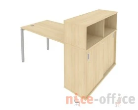 Стол письменный на П-образном м/к с опорным шкафом-купе 161x112x109,8 Метал Систем / Metal System images