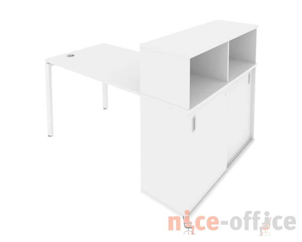Стол письменный на П-образном м/к с опорным шкафом-купе 161x112x109,8 Метал Систем / Metal System