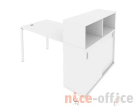 Стол письменный на П-образном м/к с опорным шкафом-купе 161x112x109,8 Метал Систем / Metal System images