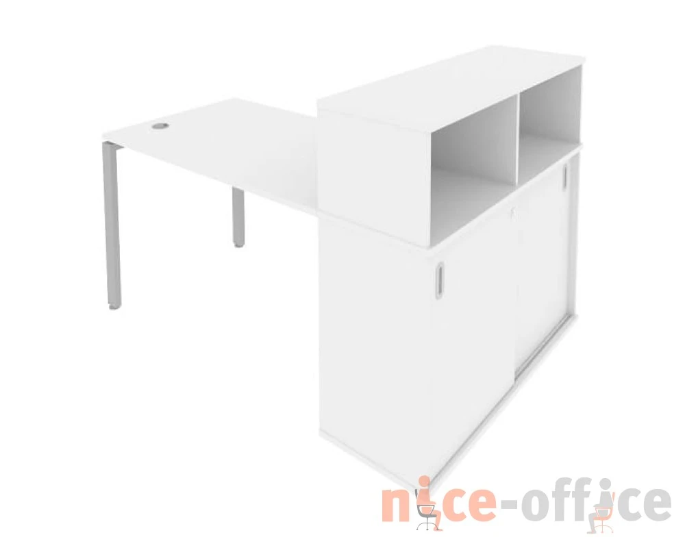 Стол письменный на П-образном м/к с опорным шкафом-купе 161x112x109,8 Метал Систем / Metal System