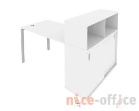 Стол письменный на П-образном м/к с опорным шкафом-купе 161x112x109,8 Метал Систем / Metal System images