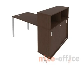 Стол письменный на П-образном м/к с опорным шкафом-купе 161x112x109,8 Метал Систем / Metal System images