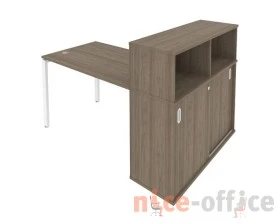 Стол письменный на П-образном м/к с опорным шкафом-купе 161x112x109,8 Метал Систем / Metal System images