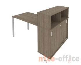 Стол письменный на П-образном м/к с опорным шкафом-купе 161x112x109,8 Метал Систем / Metal System images